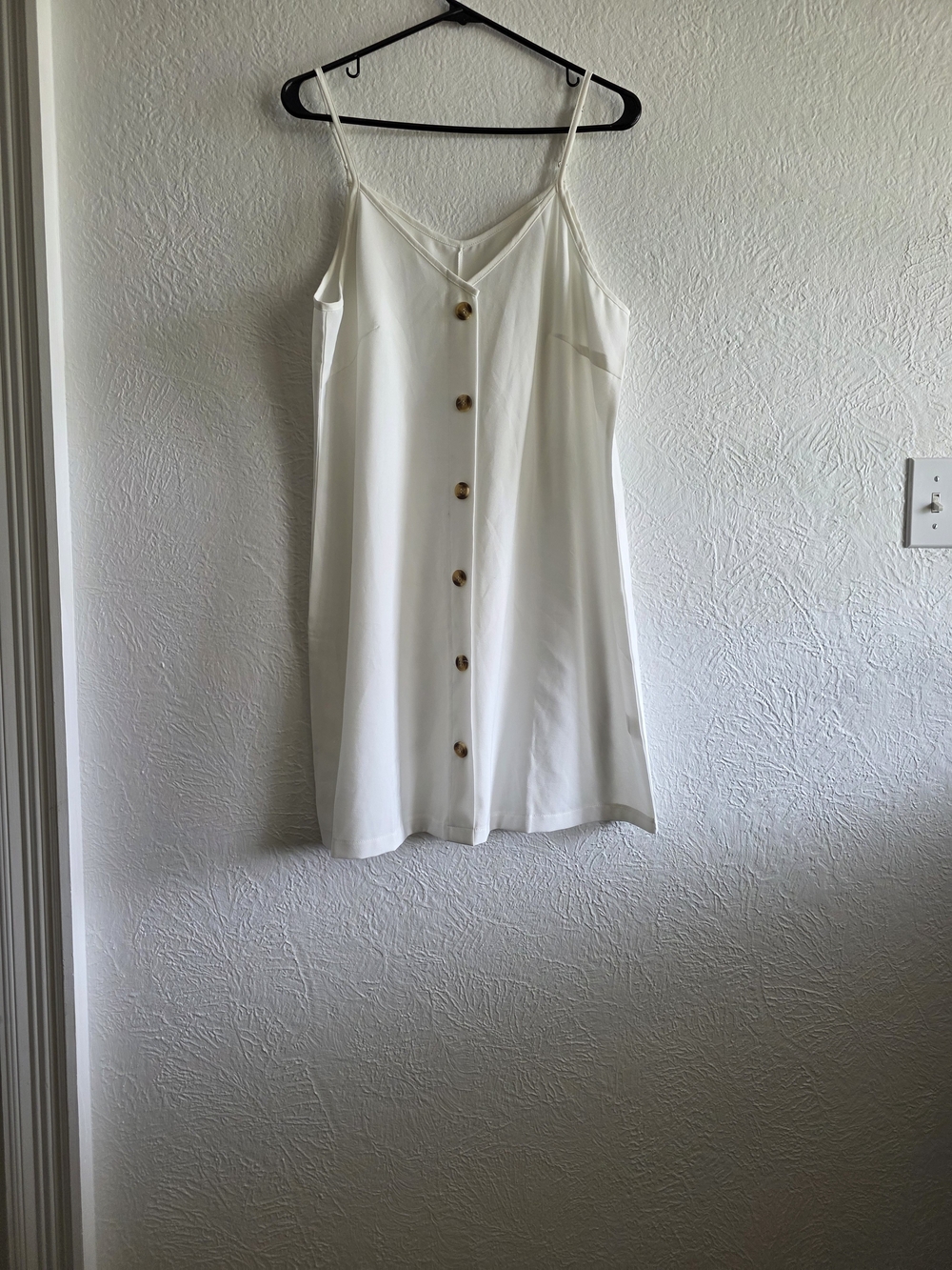 Amazon White Button-Front Spaghetti Strap Dress